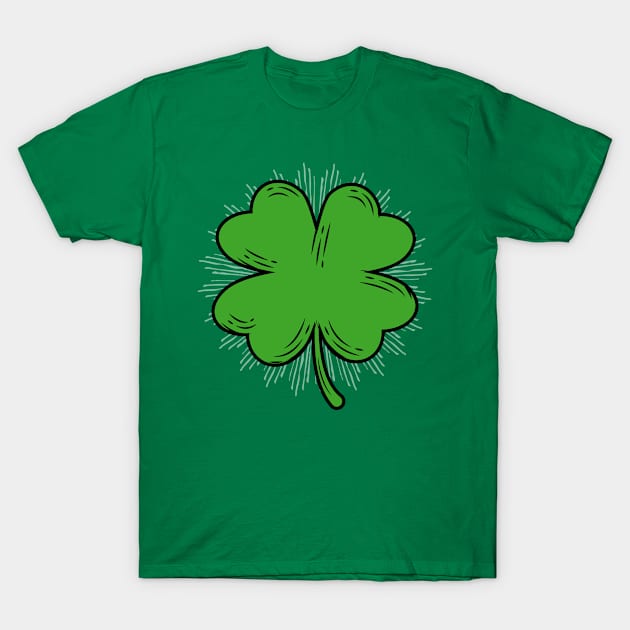 St Patricks Day Shirt Women - Green Four Leaf Clover T-Shirt by amitsurti